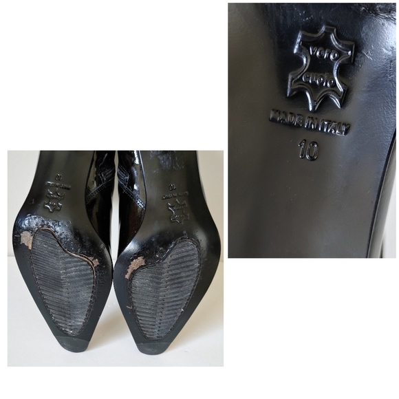 Aquatalia Boots Patent Leather Pointed Toe Block Heel Black Size 9 / 10 - Picture 15 of 15